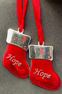 Harvey Lewis Christmas Ornament HOPE Enamel Stockings